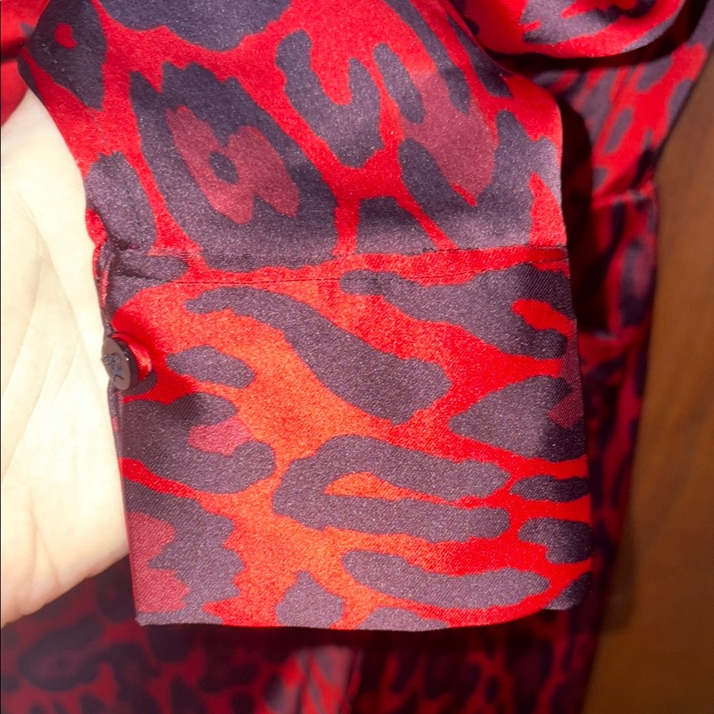 Zara Red and Black Leopard Print Wrap Dress - Picture 3 of 9